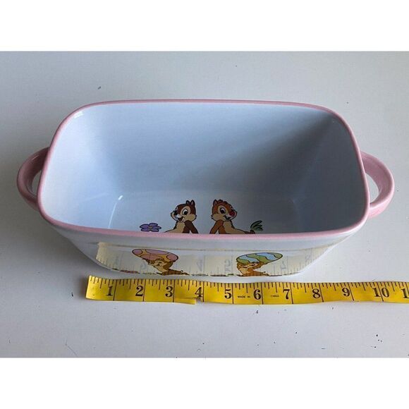 Disney Chip & Dale Easter Large 9"x 5" Ceramic Baking Loaf Bread Pan Dish NEW - Picture 9 of 11